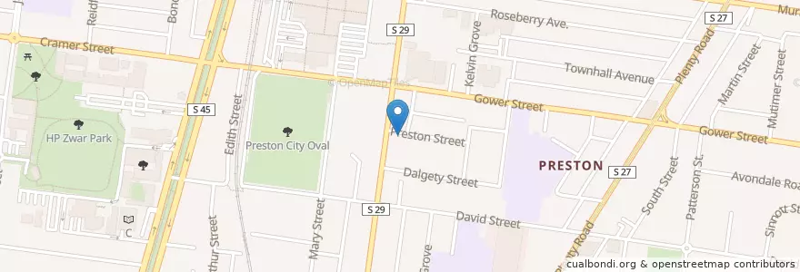 Mapa de ubicacion de Arepa Days en Australië, Victoria, City Of Darebin.
