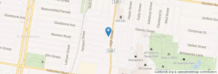 Mapa de ubicacion de Bright Institute en Australia, Victoria, City Of Darebin.