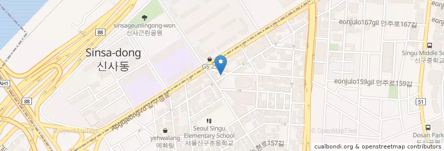 Mapa de ubicacion de 최용섭피부과 en 韩国/南韓, 首尔, 江南區, 신사동, 압구정동.
