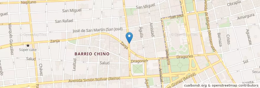 Mapa de ubicacion de Zanja48번지 모네다식당 en 쿠바, La Habana, Centro Habana.