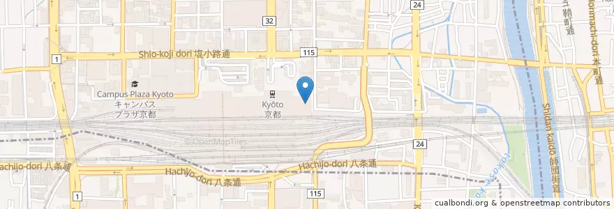 Mapa de ubicacion de 京都駅ビル東第１駐車場 (Kyoto Station Building East First Parkinglot) en Japonya, 京都府, 京都市, 下京区.