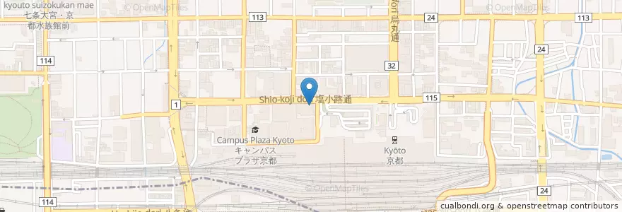 Mapa de ubicacion de カフェ・ベローチェ en Japão, 京都府, Quioto, 下京区.