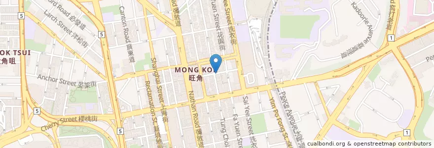 Mapa de ubicacion de 妹記 Mui Kee en China, Guangdong, Hongkong, Kowloon, New Territories, 油尖旺區 Yau Tsim Mong District.