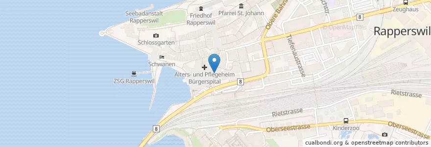 Mapa de ubicacion de Marco's Pasta Bar en 瑞士, Sankt Gallen, Wahlkreis See-Gaster, Rapperswil-Jona.