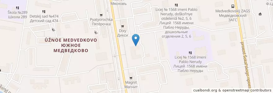 Mapa de ubicacion de DPD en Rusia, Distrito Federal Central, Москва, Северо-Восточный Административный Округ, Район Южное Медведково.