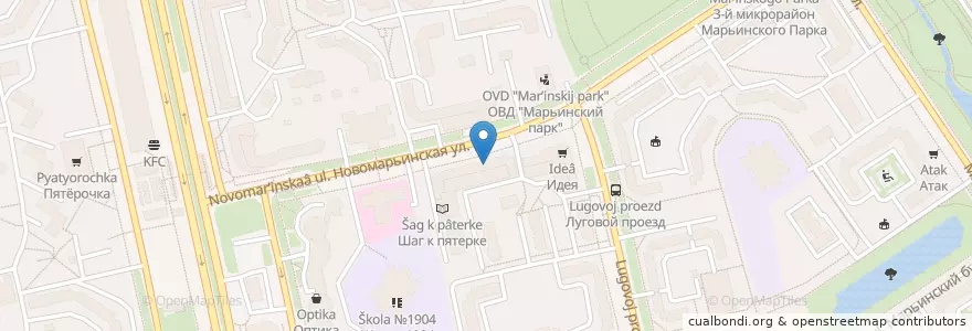 Mapa de ubicacion de Москва 109652 en روسیه, Центральный Федеральный Округ, Москва, Юго-Восточный Административный Округ, Район Марьино.
