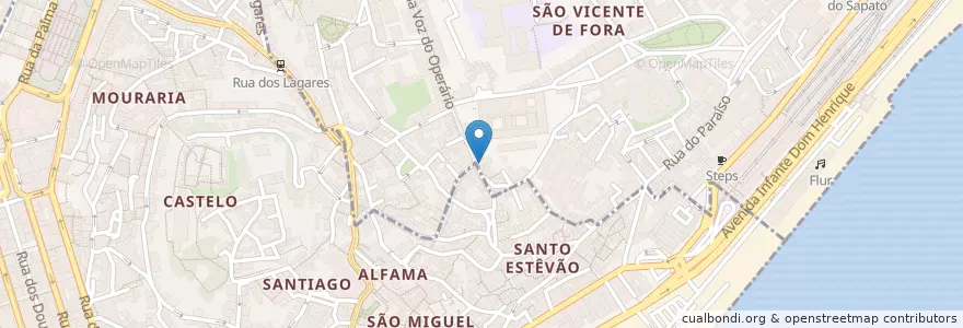 Mapa de ubicacion de O Carvoeiro en Portugal, Lisbonne, Grande Lisboa, Lisbonne, Santa Maria Maior.