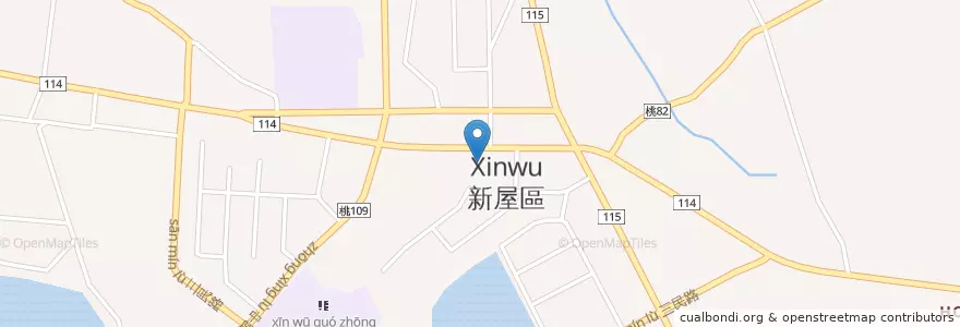 Mapa de ubicacion de 新屋區公所 en Taiwan, Taoyuan, Distretto Di Xinwu.