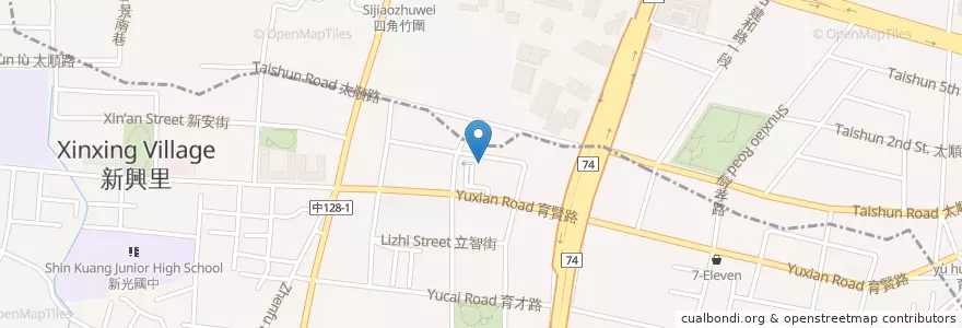 Mapa de ubicacion de 新高、新興、新光里聯合活動中心 en Taiwan, Taichung, Distretto Di Taiping.