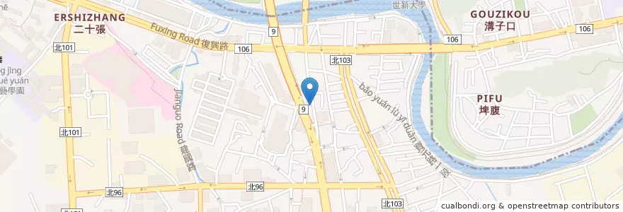 Mapa de ubicacion de 哈克早餐店 en Taiwan, Nuova Taipei, Distretto Di Xindian.