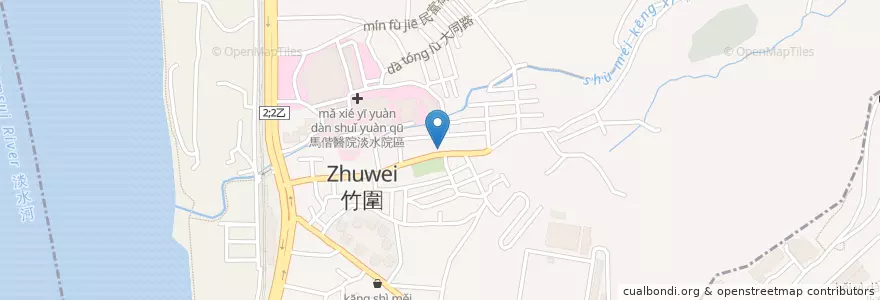 Mapa de ubicacion de 阿忠師100元平價快炒 en Taiwán, Nuevo Taipéi, 淡水區.