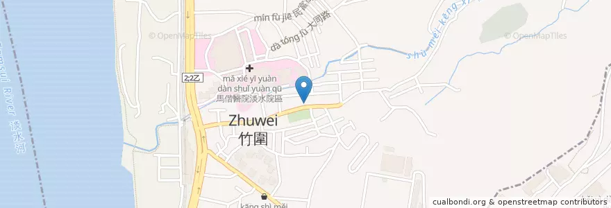 Mapa de ubicacion de 庹媽媽麵食館 en Taiwan, 新北市, 淡水區.