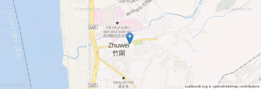 Mapa de ubicacion de 有夠炒鐵板燒 en 타이완, 신베이 시, 단수이 구.