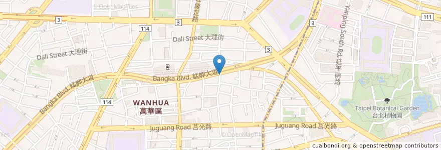 Mapa de ubicacion de 呷尚寶 en تايوان, تايبيه الجديدة, تايبيه, 萬華區.