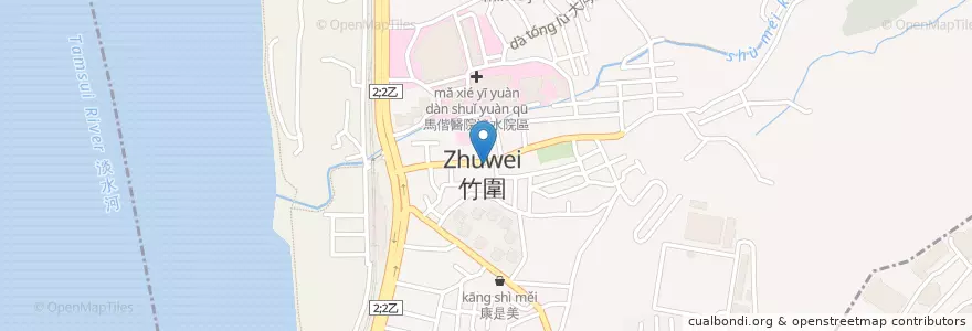Mapa de ubicacion de 躍獅竹圍藥局 en 臺灣, 新北市, 淡水區.