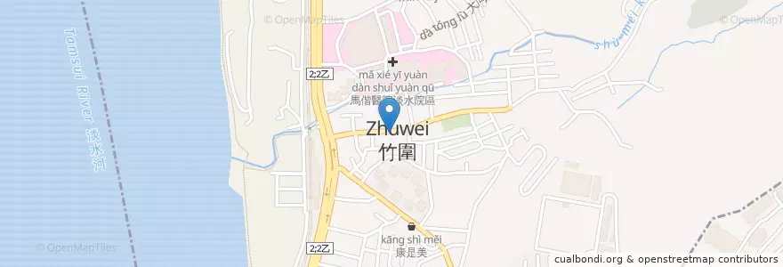 Mapa de ubicacion de 竹圍天然素食 en Tayvan, 新北市, 淡水區.