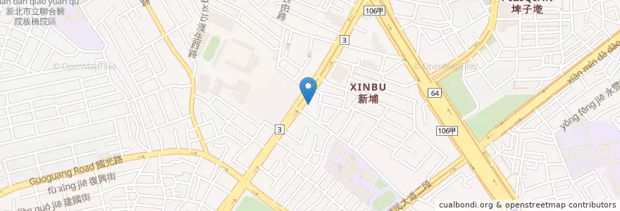Mapa de ubicacion de 中興醫院 en تايوان, تايبيه الجديدة, 板橋區.