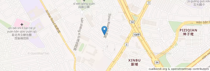 Mapa de ubicacion de 犇頂牛排店 en Тайвань, Новый Тайбэй, 板橋區.