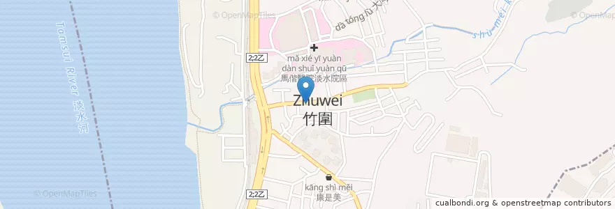 Mapa de ubicacion de 山村中藥行 en 臺灣, 新北市, 淡水區.