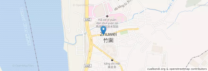 Mapa de ubicacion de 竹圍中醫診所 en Tayvan, 新北市, 淡水區.