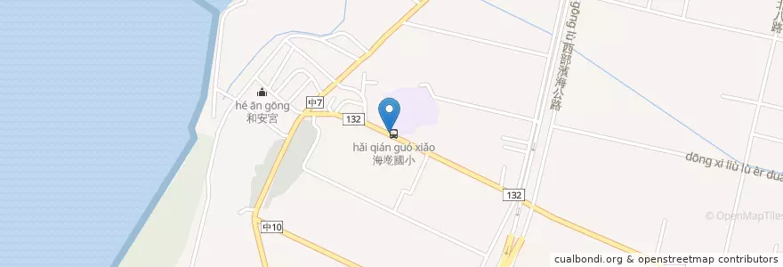 Mapa de ubicacion de 海墘國小 en تايوان, تاي شانغ, 大安區.