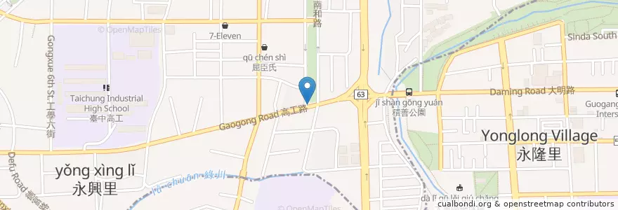 Mapa de ubicacion de 高工南和路口 en 臺灣, 臺中市.