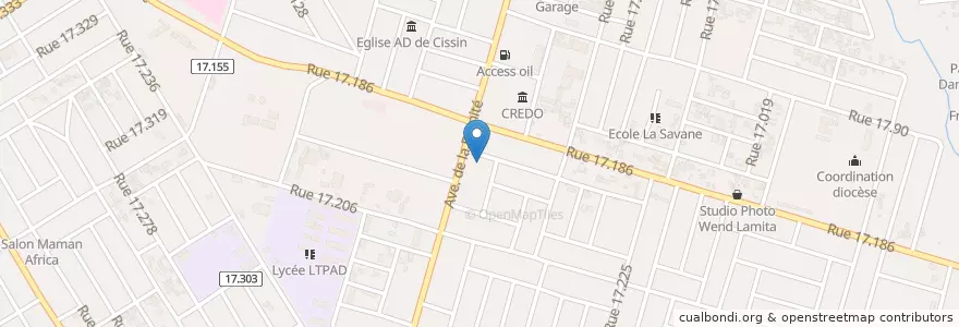 Mapa de ubicacion de Coris bank en Burkina Faso, Centre, Kadiogo, Uagadugú.