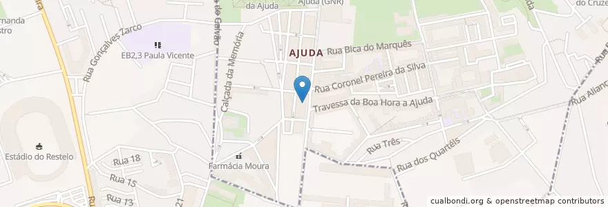 Mapa de ubicacion de À Justa en ポルトガル, Área Metropolitana De Lisboa, Lisboa, Grande Lisboa, リスボン, Ajuda, Belém.