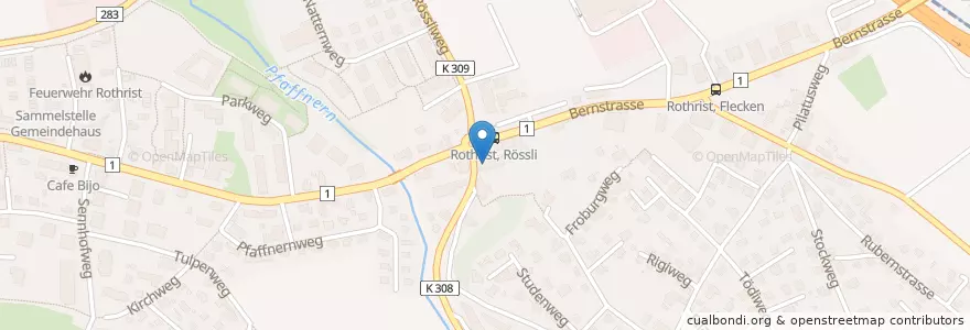 Mapa de ubicacion de Rössli en Svizzera, Argovia, Bezirk Zofingen, Rothrist.