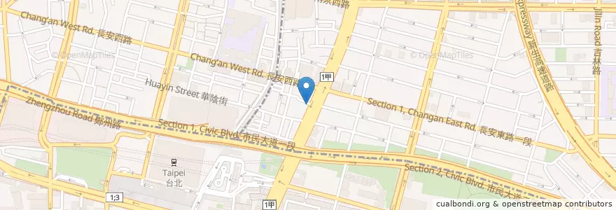 Mapa de ubicacion de 三骨魚介拉麵勝王 en تايوان, تايبيه الجديدة, تايبيه, 中山區.