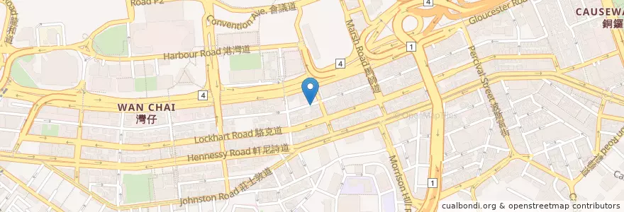 Mapa de ubicacion de 崋嫂冰室 en 中国, 広東省, 香港, 香港島, 新界, 灣仔區 Wan Chai District.