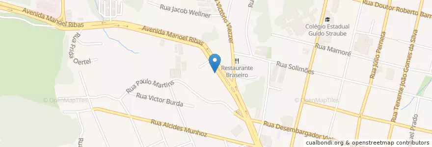 Mapa de ubicacion de Pizzaria Rodizio en 브라질, 남부지방, 파라나, Região Geográfica Intermediária De Curitiba, Região Metropolitana De Curitiba, Microrregião De Curitiba, 쿠리치바.