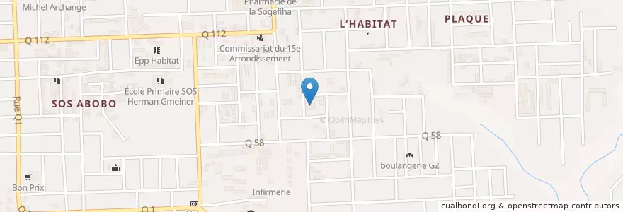 Mapa de ubicacion de Eglise du Christ - Mission du Prophète Williams Wadé Harris_ Communauté Harriste d'Agbékoi en コートジボワール, アビジャン, Abobo.