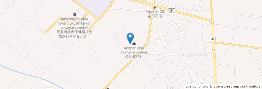 Mapa de ubicacion de 金比羅神社 (Konpira Shrine) en Japonya, 茨城県, 稲敷郡, 阿見町.
