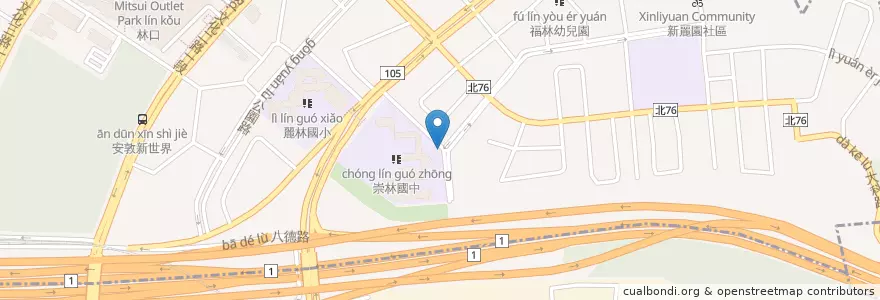 Mapa de ubicacion de 崇林國中 en Тайвань, Новый Тайбэй.