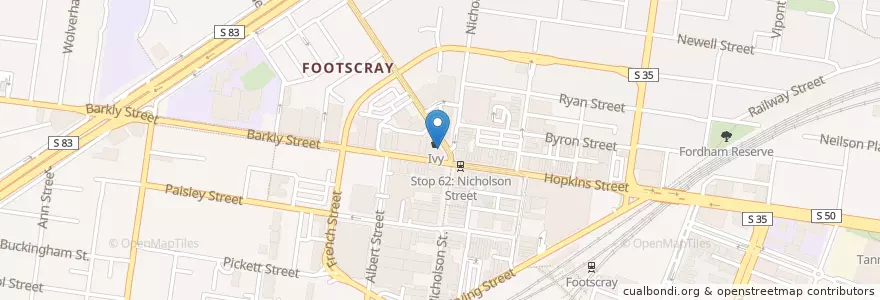 Mapa de ubicacion de Footscray Royal Cafe en Australië, Victoria, City Of Maribyrnong.
