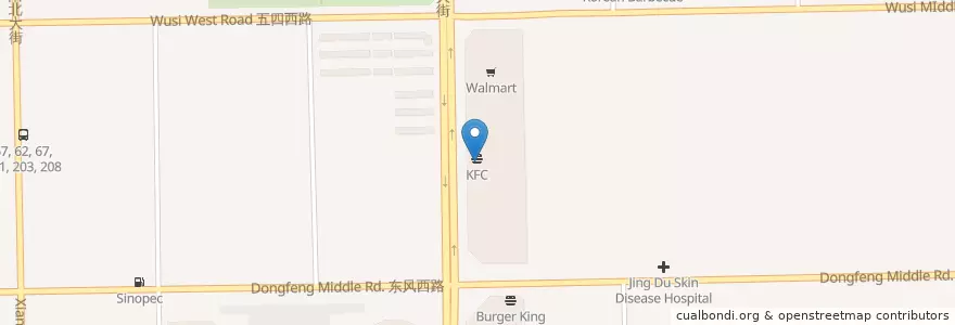Mapa de ubicacion de Xiaofangniu - litte cowboy restaurant en Chine, Hebei, 保定市, 竞秀区, 东风街道.