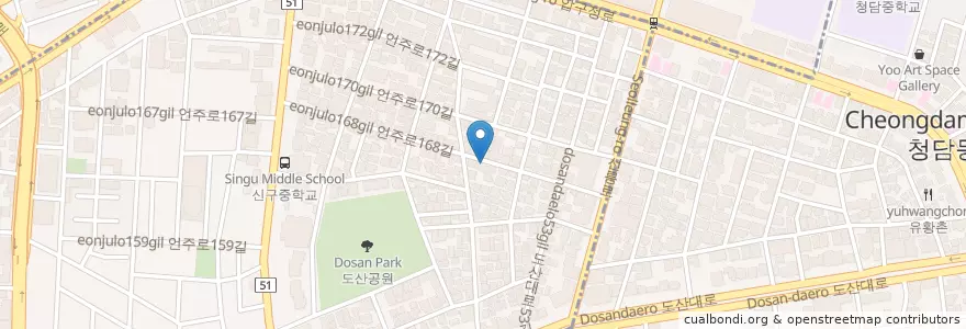 Mapa de ubicacion de 꾸이꾸이 en 대한민국, 서울, 강남구.