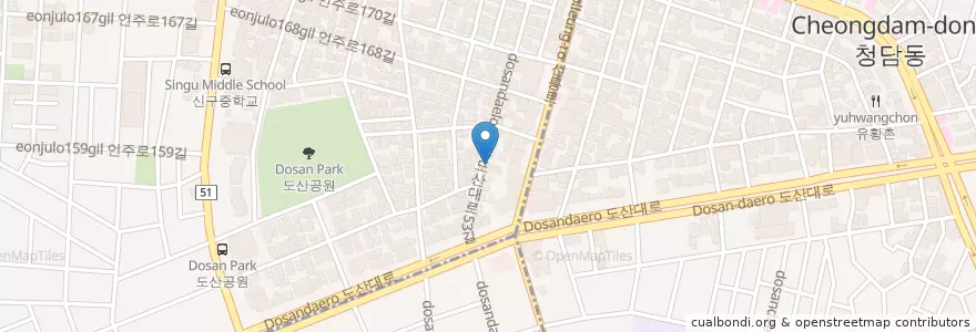 Mapa de ubicacion de 청수메밀 en Corea Del Sud, Seul, 강남구.