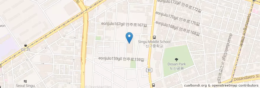 Mapa de ubicacion de 소망교회 en Corea Del Sud, Seul, 강남구, 신사동, 압구정동.