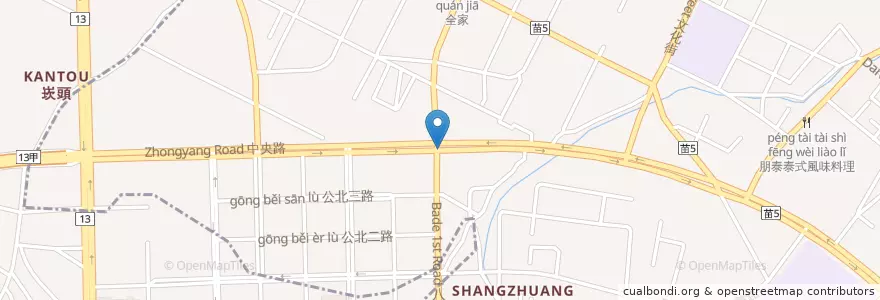Mapa de ubicacion de 中央八德一路口 en Taiwan, Provincia Di Taiwan, Contea Di Miaoli, Toufen.