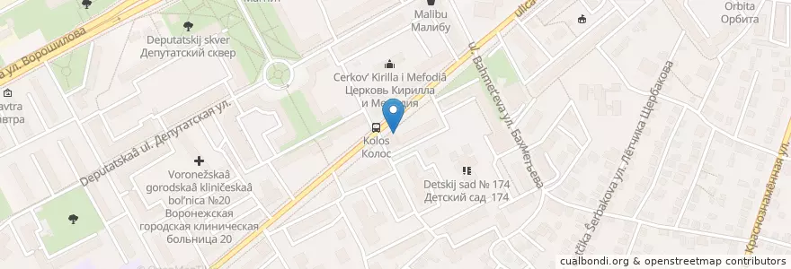 Mapa de ubicacion de Московский индустриальный банк en Rusland, Centraal Federaal District, Oblast Voronezj, Городской Округ Воронеж.