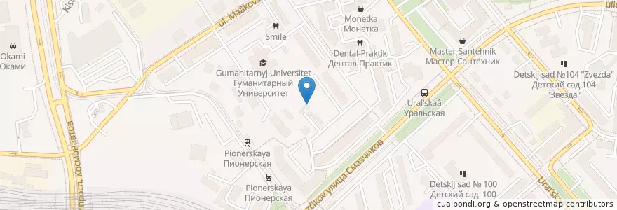 Mapa de ubicacion de Водоробот en Russie, District Fédéral De L'Oural, Oblast De Sverdlovsk, Городской Округ Екатеринбург.