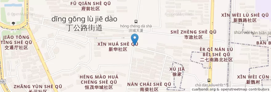 Mapa de ubicacion de 江西银行(新华支行) en Китай, Цзянси, Наньчан, 西湖区, 丁公路街道.