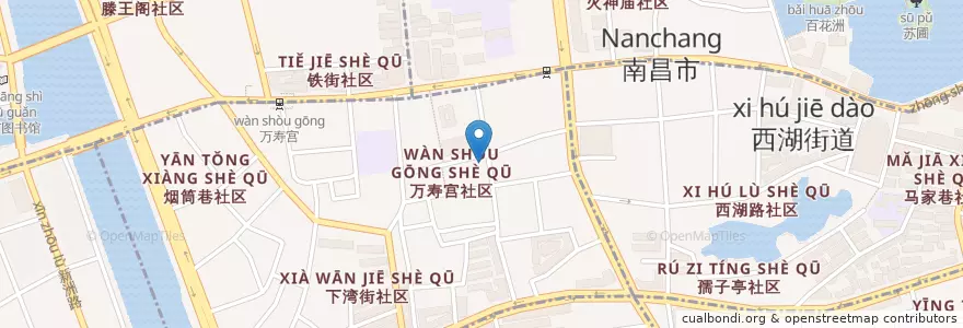 Mapa de ubicacion de 江西银行(万寿支行) en 中国, 江西省, 南昌市, 广润门街道.