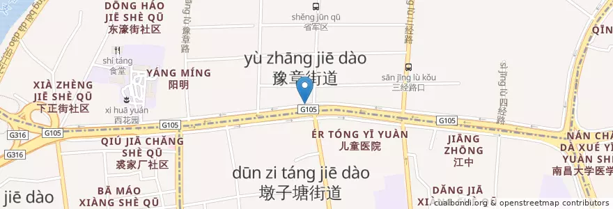 Mapa de ubicacion de 江西银行(经纬支行) en الصين, جيانغشي, نانتشانغ, 东湖区, 豫章街道.