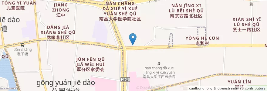 Mapa de ubicacion de 江西银行(八一支行) en Chine, Jiangxi, Nanchang, 东湖区.