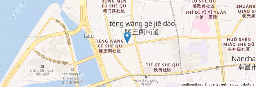 Mapa de ubicacion de 江西银行(子固路支行) en 중국, 장시성, 난창시, 东湖区, 滕王阁街道.