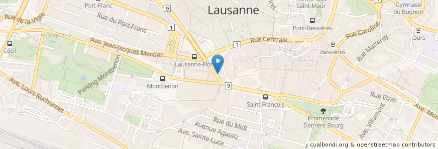 Mapa de ubicacion de UBS en Schweiz, Waadt, District De Lausanne, Lausanne.