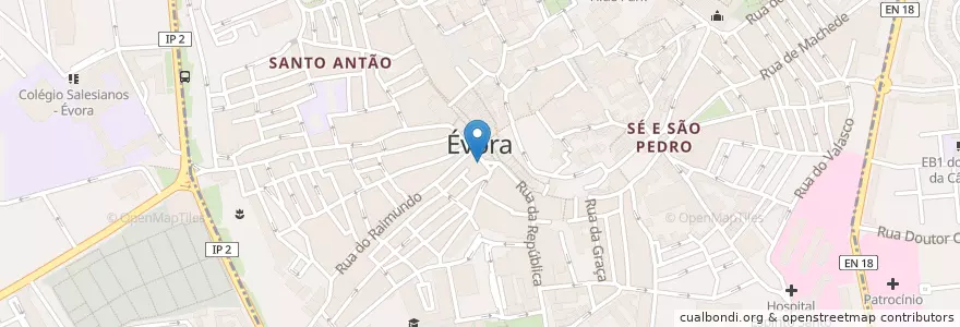 Mapa de ubicacion de Fanatismo en Португалия, Алентежу, Алентежу-Сентрал, Évora, Évora, Bacelo E Senhora Da Saúde, Évora.